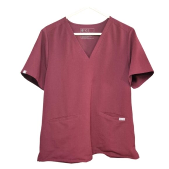FIGS Burgundy V-Neck Scrub Top Women's Size XL - Picture 2 of 10